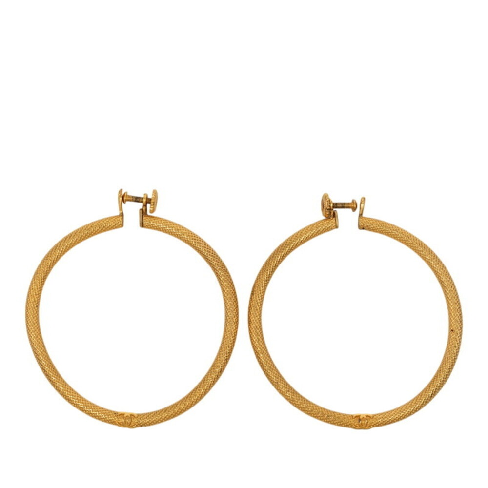 CHANEL Vintage Gold Logo Earrings